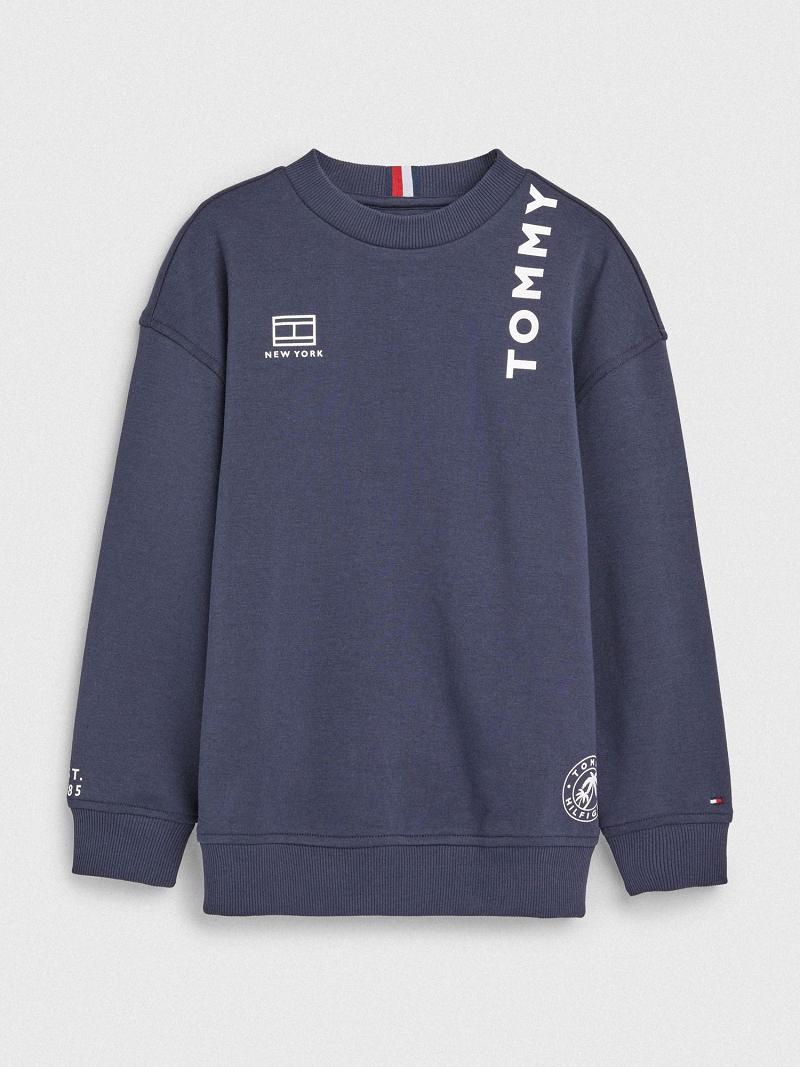 Lány Tommy Hilfiger Multi Logo Pulóverek Kék | HU 1889LIS